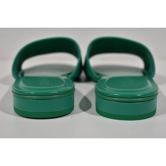 Chanel 23P Green White Leather CC Logo Letter Mules Slide Slip Sandal Flat 40 - Picture 11 of 12